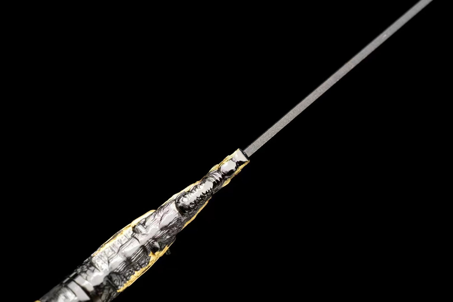 (No Sharp Blade) Japanese Dagger High Manganese Steel Samurai Straight Sword Katana Samurai