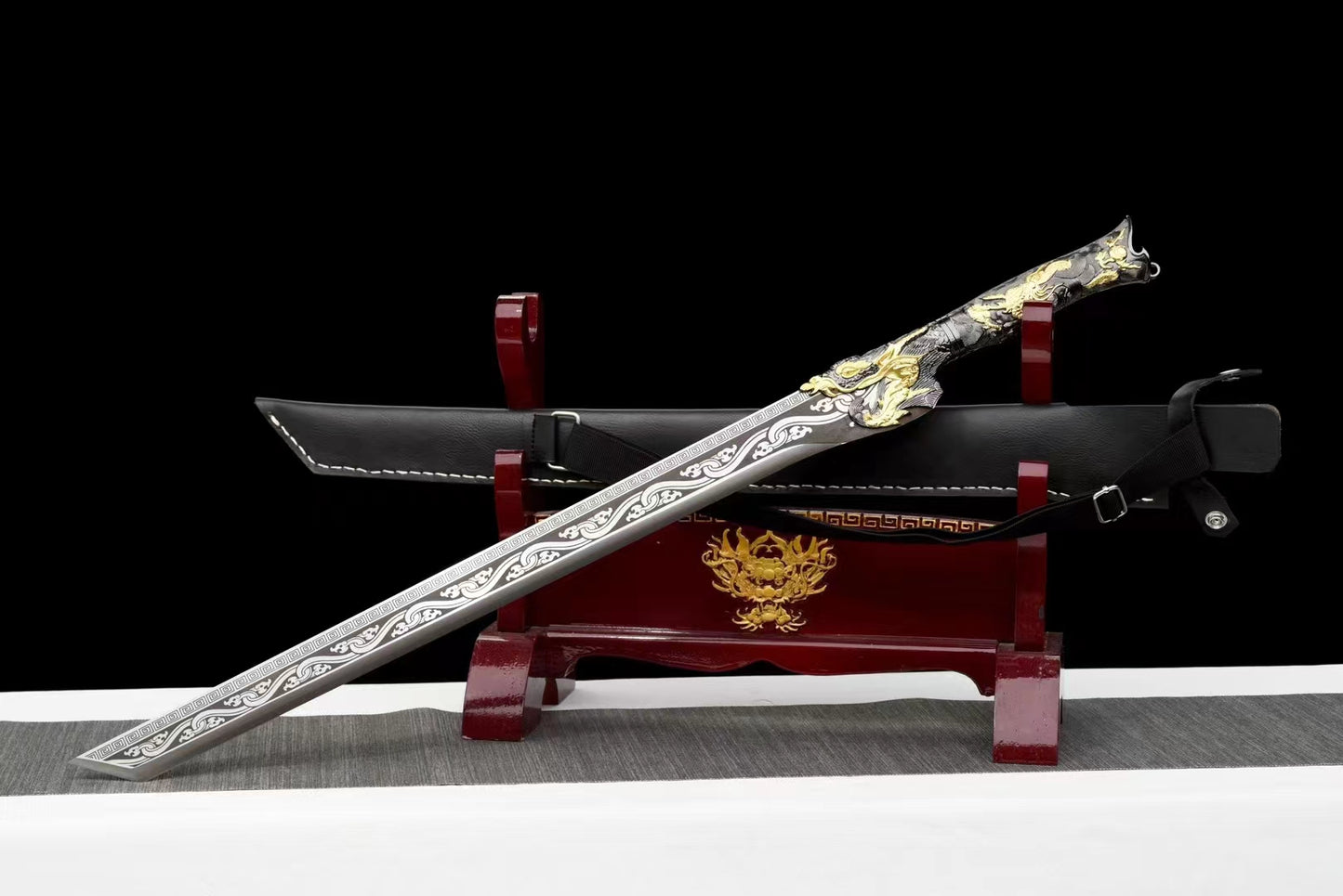 (No Sharp Blade) Japanese Dagger High Manganese Steel Samurai Straight Sword Katana Samurai
