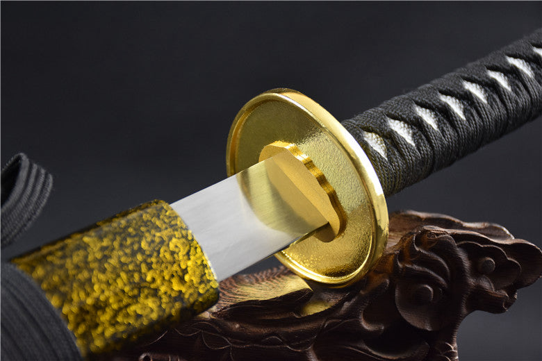 (No Sharp Blade)Hand forged High Manganese Steel Japanese Golden Samurai Sword Katana