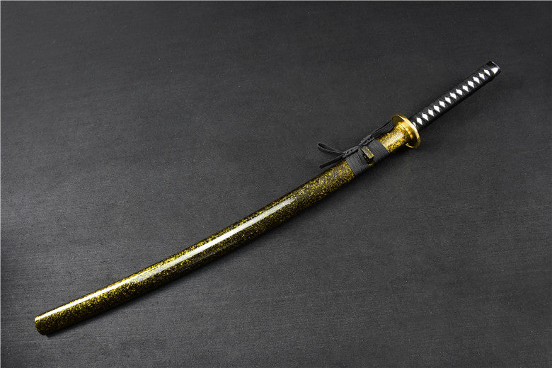 (No Sharp Blade)Hand forged High Manganese Steel Japanese Golden Samurai Sword Katana