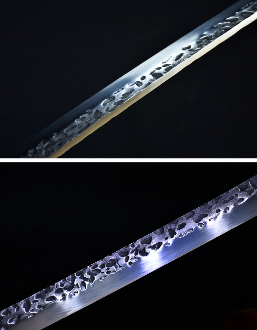 (No Sharp Blade)Hand forged High Manganese Steel Japanese Black Sword Katana Samurai
