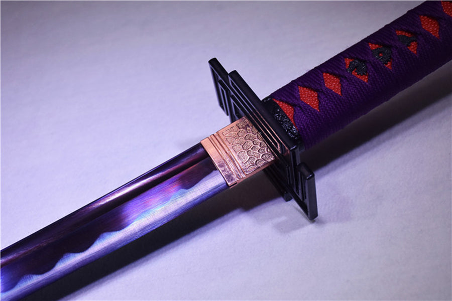 (No Sharp Blade)Hand forged High Manganese Steel Japanese Purple Samurai Katana Sword