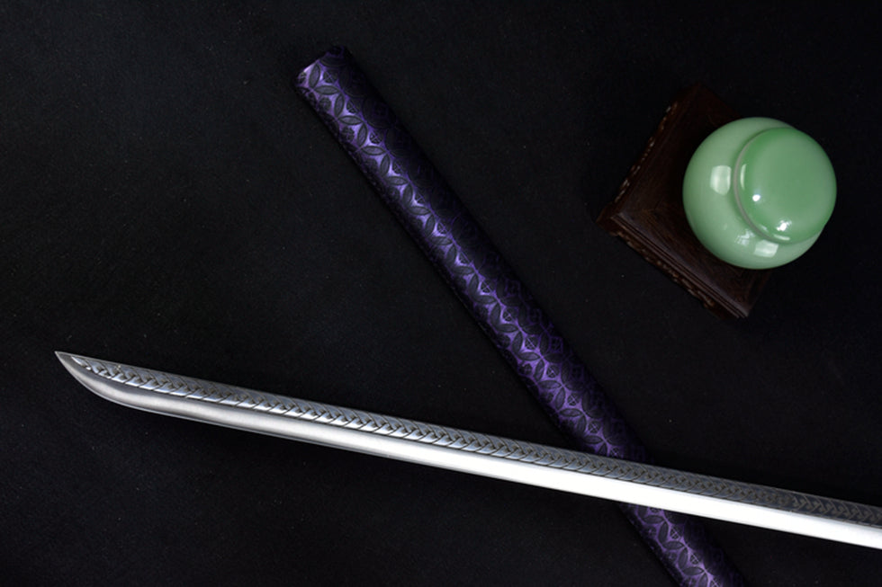 (No Sharp Blade) Japanese 7cr17 Hanada Samurai Straight Sword Katana Samurai
