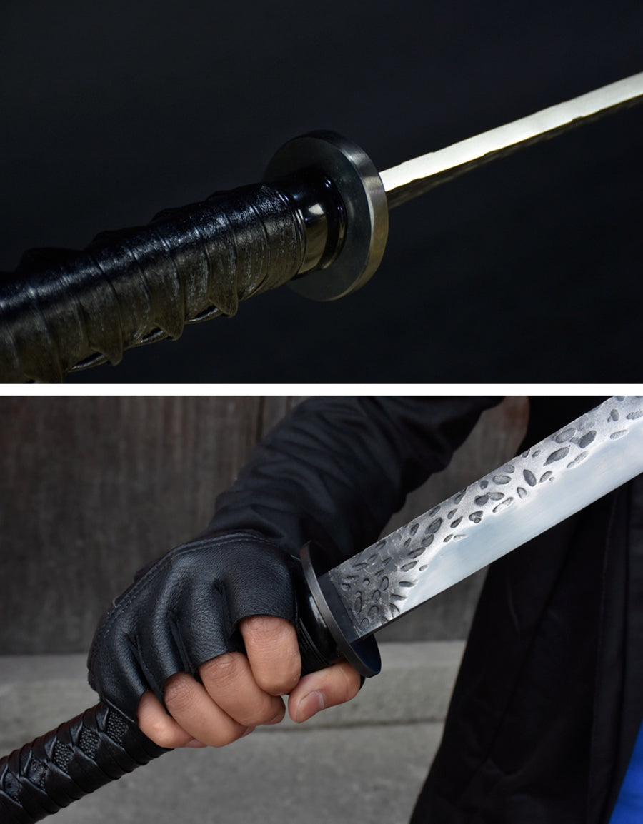 (No Sharp Blade)Hand forged High Manganese Steel Japanese Black Sword Katana Samurai