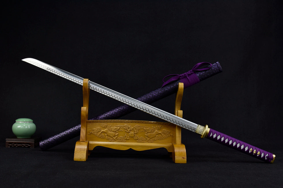 (No Sharp Blade) Japanese 7cr17 Hanada Samurai Straight Sword Katana Samurai