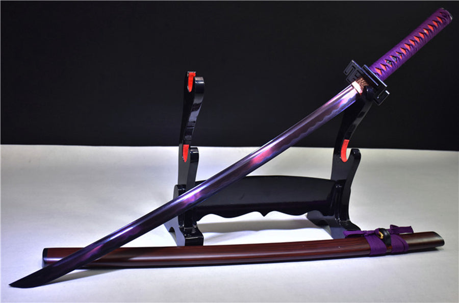 (No Sharp Blade)Hand forged High Manganese Steel Japanese Purple Samurai Katana Sword