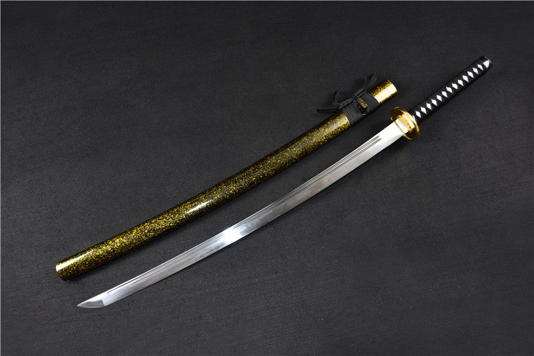 (No Sharp Blade)Hand forged High Manganese Steel Japanese Golden Samurai Sword Katana