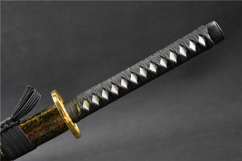 (No Sharp Blade)Hand forged High Manganese Steel Japanese Golden Samurai Sword Katana