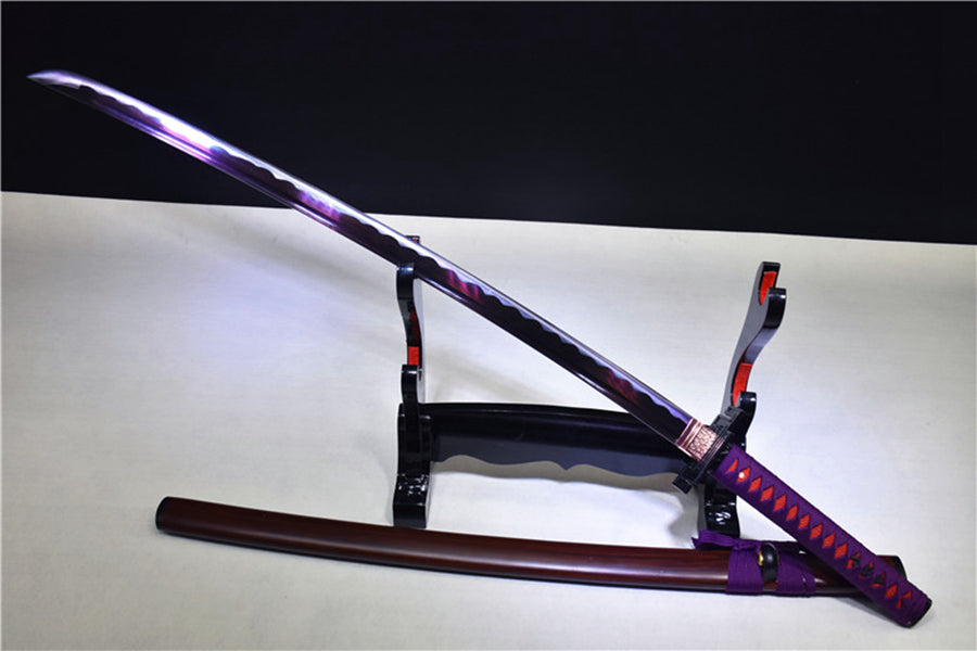 (No Sharp Blade)Hand forged High Manganese Steel Japanese Purple Samurai Katana Sword