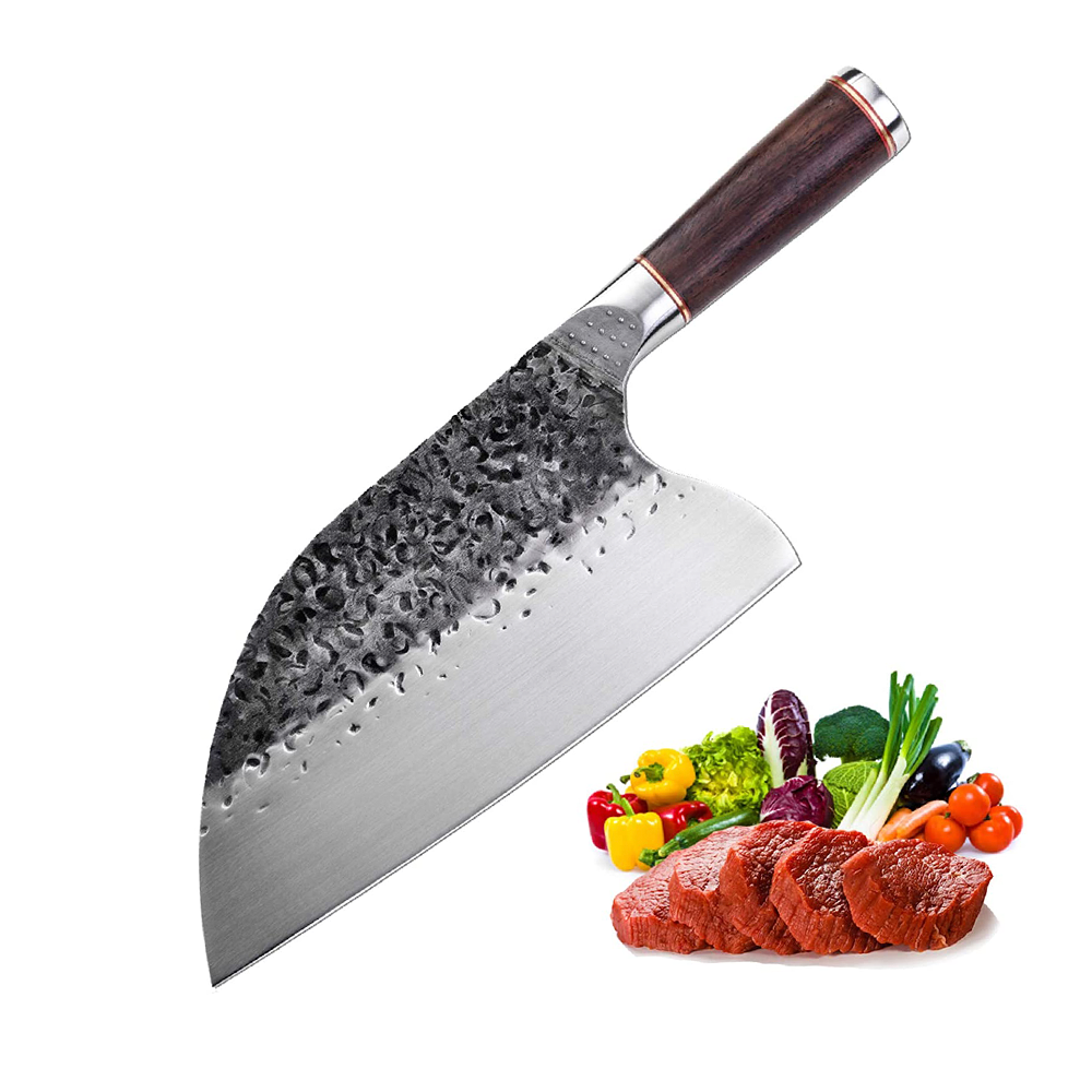 Huusk Japan Knives, Upgraded Serbian Chef Knife Japanese Meat Cleaver Knife  for Meat Cutting Forged Butcher Knife with Sheath Full Tang Kitchen