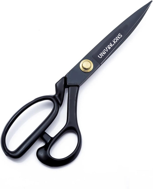 Univinlions Sewing Scissors-Heavy Duty, Black Tailor Scissors, Shears for Fabric, Leather, Raw Materials