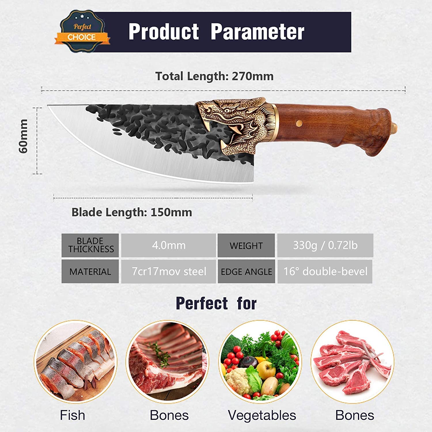  Huusk Knives Viking Knife with Sheath - Hand Forged Butcher  Knife for Meat Cutting - High Carbon Steel Meat Cleaver Kitchen Knife -  Multipurpose Japanese Chef Knives for Camping, Outdoor, BBQ