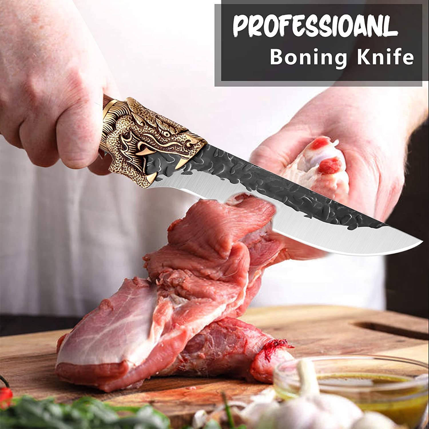 Golden Bird Multiuse Boning Knife with Sheath Hand Forged Viking Knife  Fillet Knife Full Tang Meat Cutting Knives for BBQ, Collector Knife with  Gift