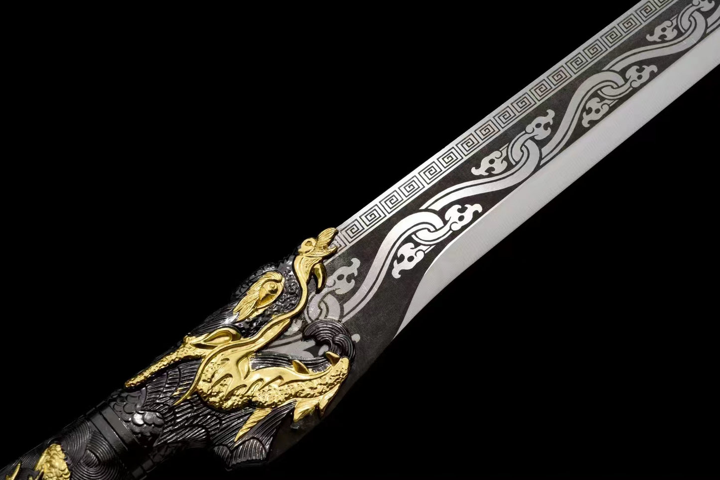 (No Sharp Blade) Japanese Dagger High Manganese Steel Samurai Straight Sword Katana Samurai