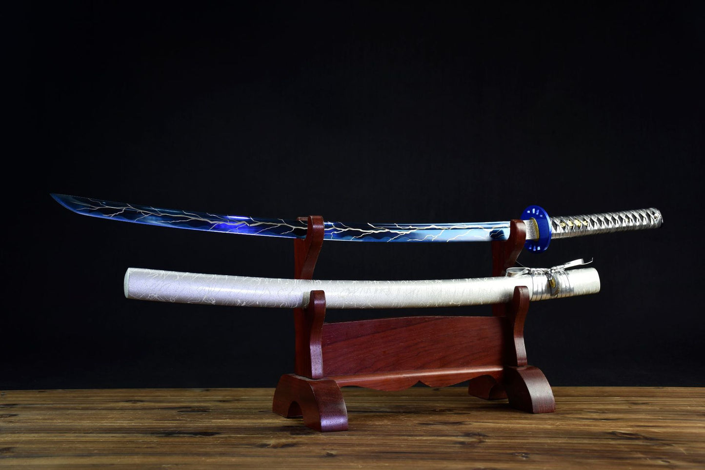 (No Sharp Blade)Hand forged High Manganese Steel Japanese White Samurai Sword Katana