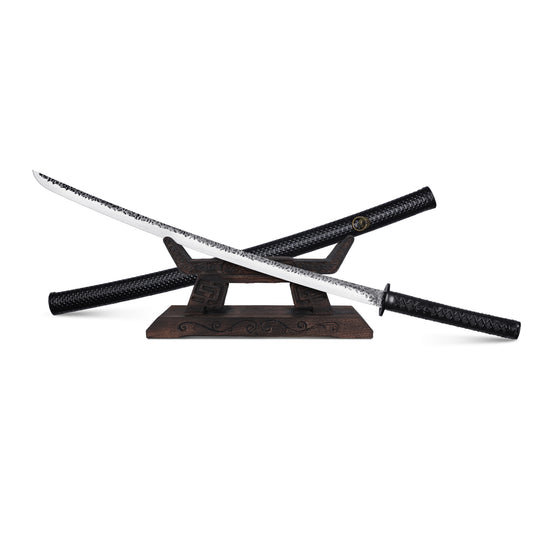 (No Sharp Blade)Hand forged High Manganese Steel Japanese Black Sword Katana Samurai