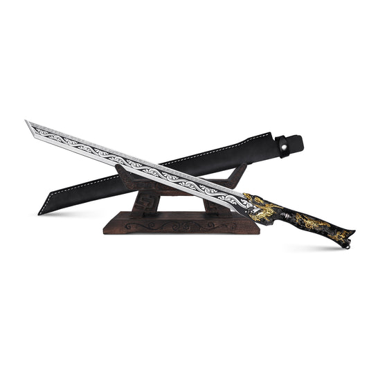 (No Sharp Blade) Japanese Dagger High Manganese Steel Samurai Straight Sword Katana Samurai