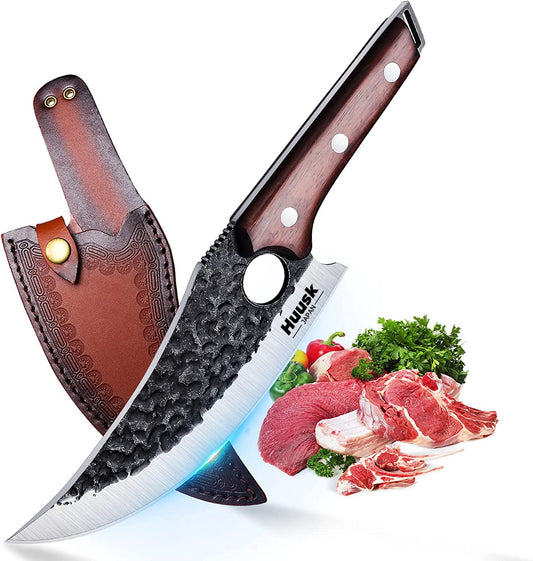Huusk Kitchen Knife - Perfect for Cutting and Shredding Designed for Balance and Control in Modern Style with Traditional Stimulation, Japanese Kitchen Knife for Home, Camping, BBQ