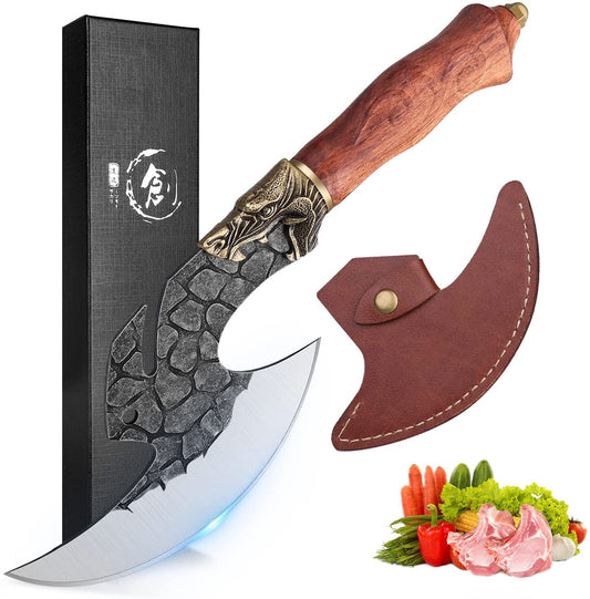 Sharp Meat Cleaver Axe Hand Forged Butcher Boning Knife for Meat Cutting High Carbon Steel