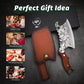Hand Forged Meat Cleaver Sharp Asian Knife Kitchen Butcher Knife with Leather Sheath