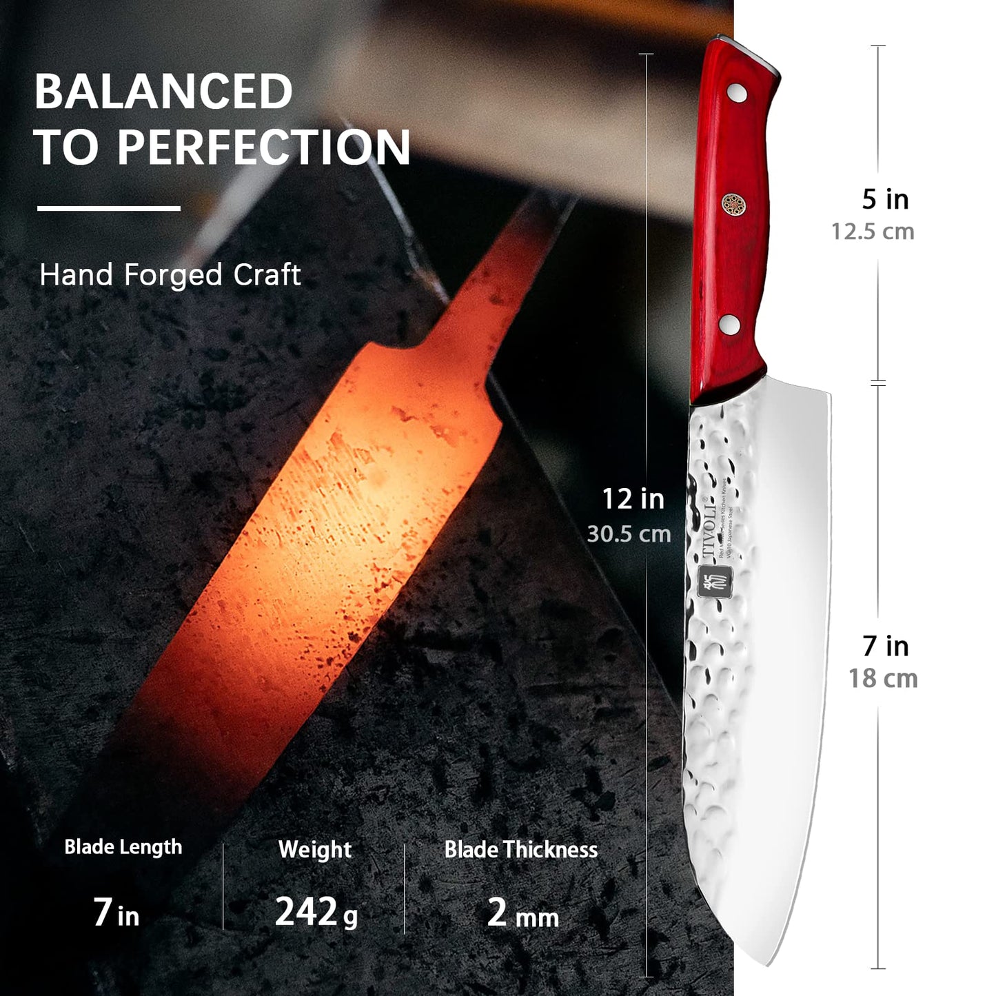 TIVOLI 7“ Kitchen Knife VG10 High Carbon Japanese Santoku Chef