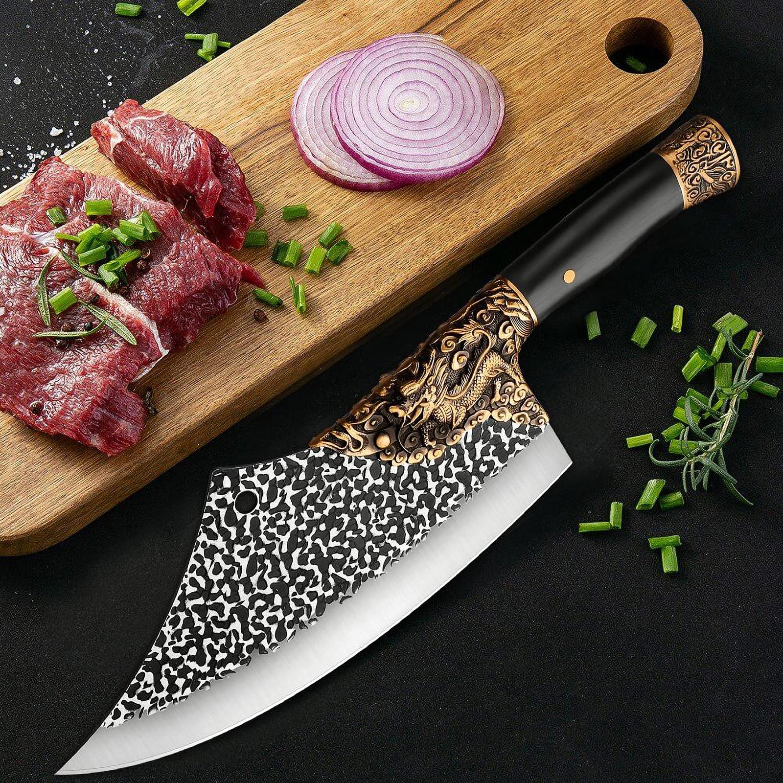 Heavy Duty Bone Knife Meat Cleaver Chopper Forged Chef's Butcher Viking  Knife