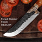 Dragon Knife - Kitchen Chef Knife Outdoor Camping Knife with Leather Sheath Forged Cleaver Butcher Boning Knives for Home Gift Collection BBQ