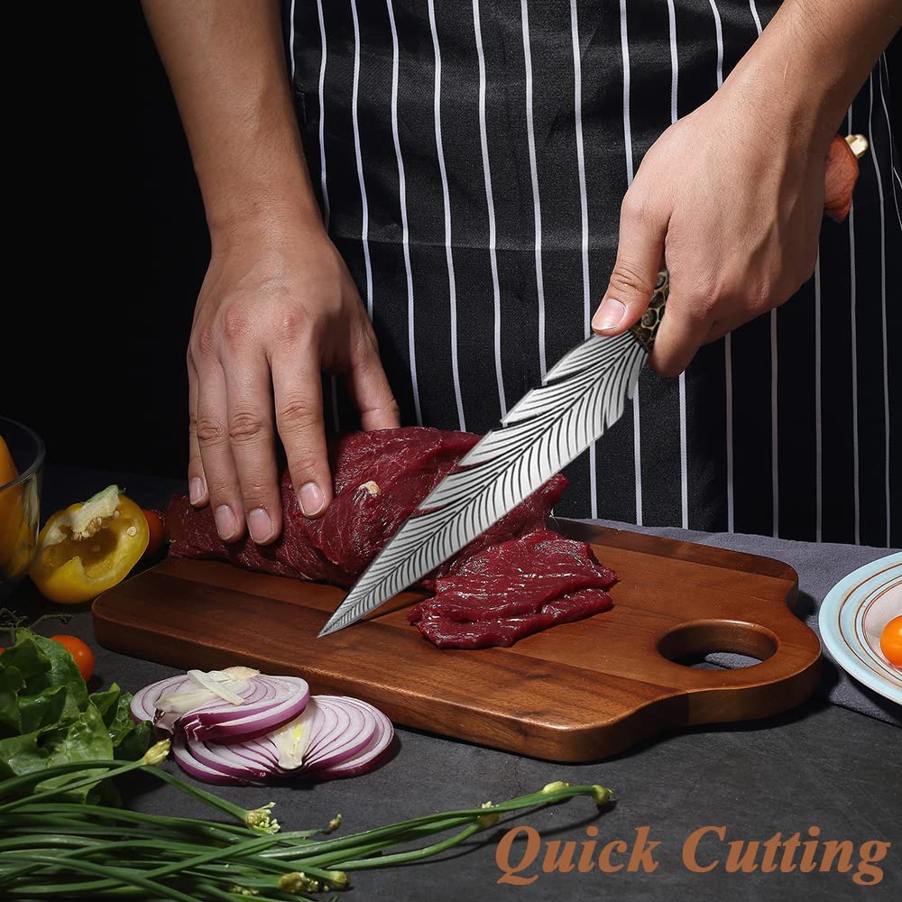 Huusk Chef Knife Set Hand Forged Meat Cleaver for Meat Cutting Boning Knife  with Sheath Outdoor Cooking Camping Knife Set