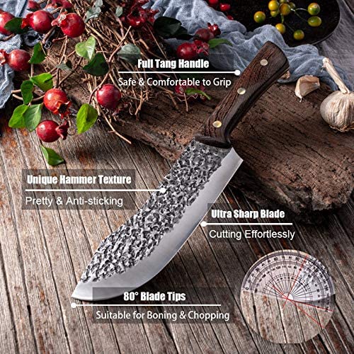 Steel Kitchen Axe AX Knife Chop Bone Boning Meat Knives Full Tang Wooden  Handle