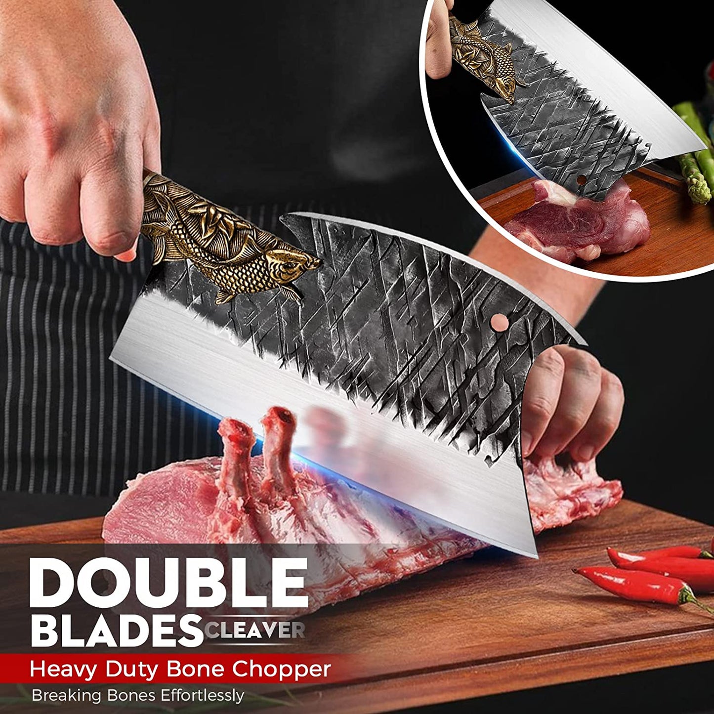 Double Blades Bone Cutting Cleaver