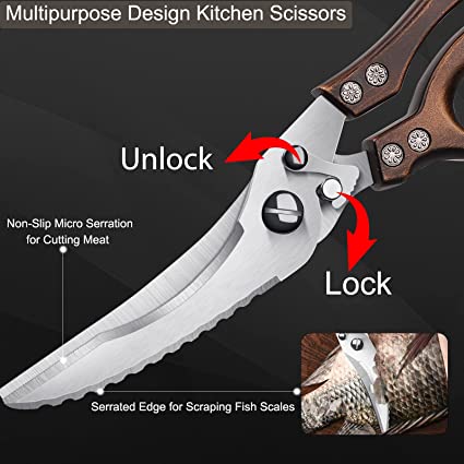 All Purpose Kitchen Shears Heavy Duty Micro-serrated Blade