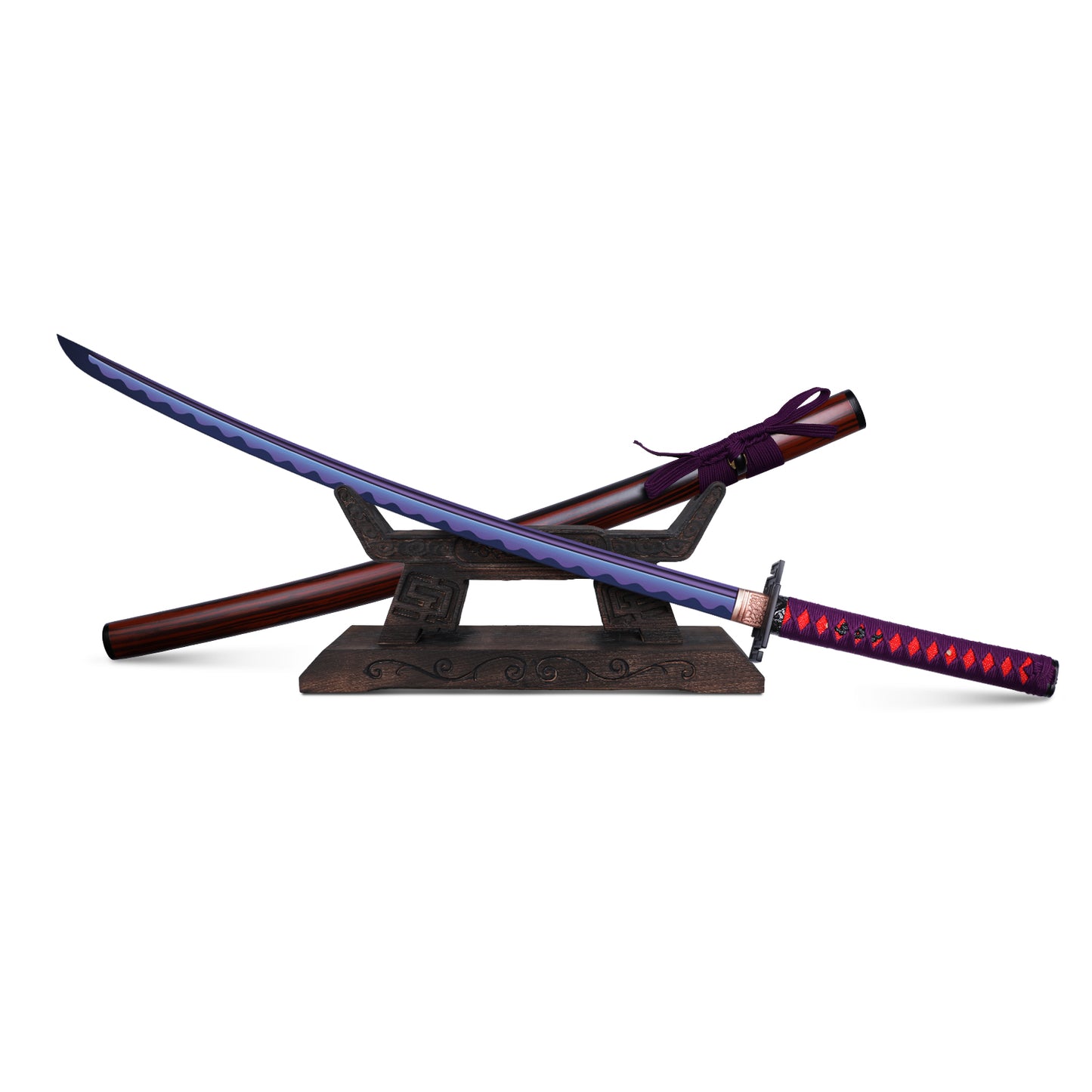 (No Sharp Blade)Hand forged High Manganese Steel Japanese Purple Samurai Katana Sword