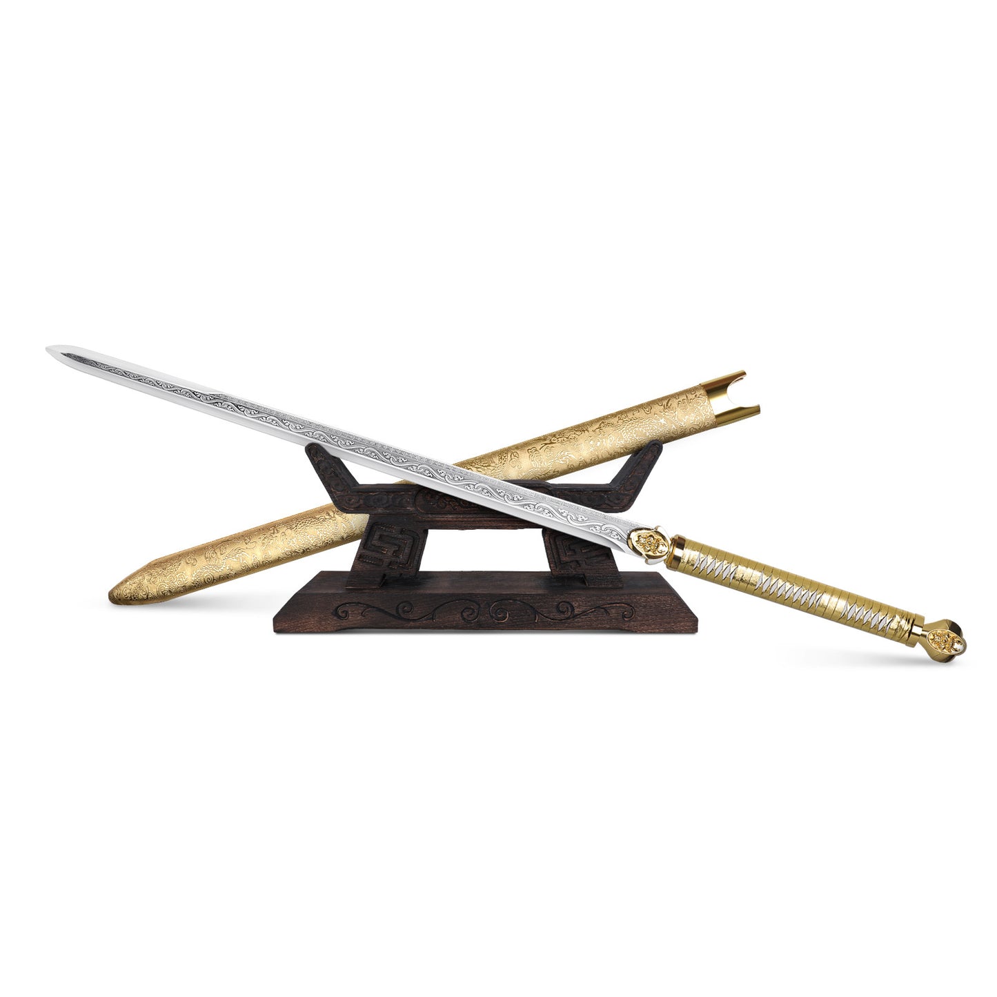 (No Sharp Blade) Golden High Manganese Steel Demon Sword Katana Samurai
